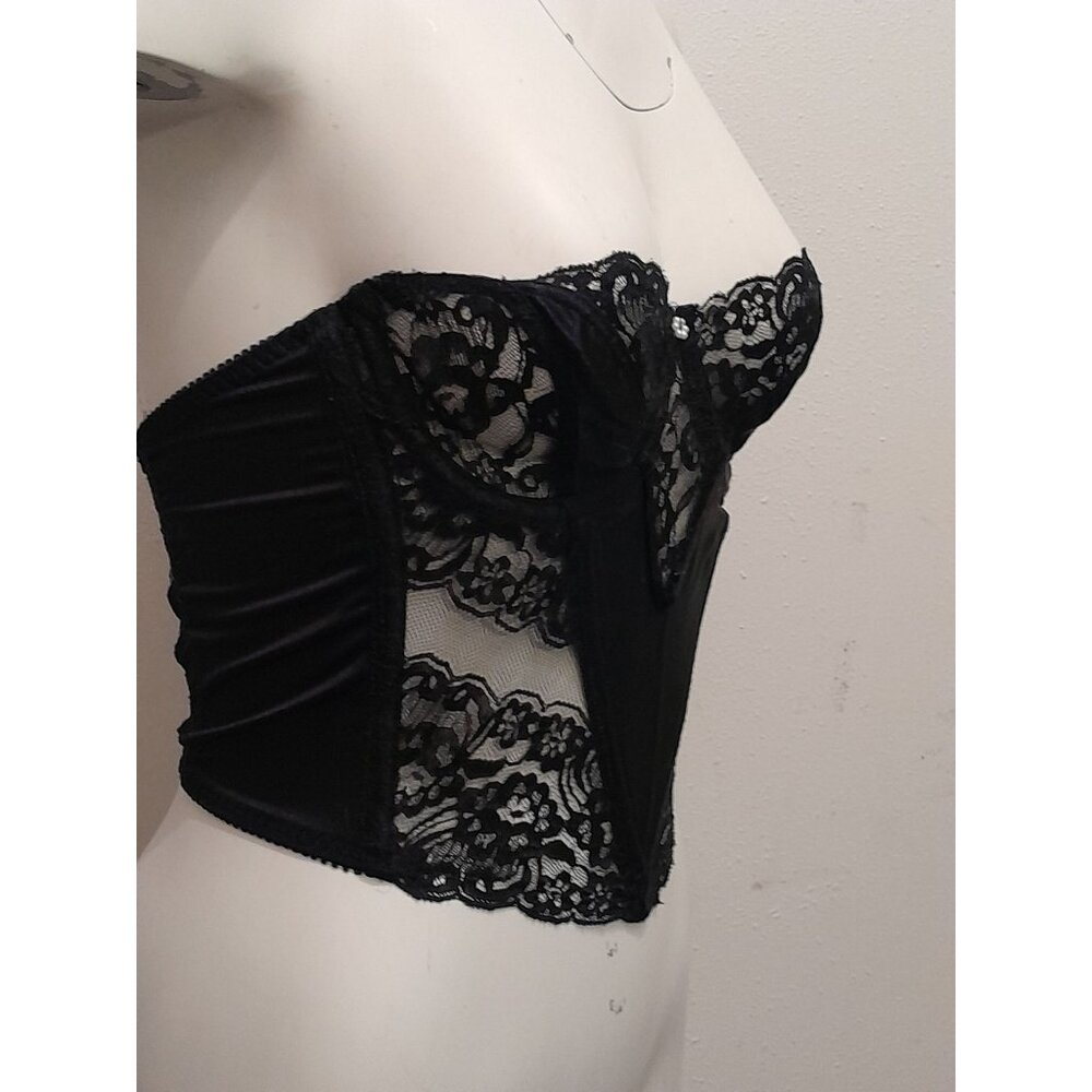 Vintage RARE Christian Dior 34B Satin & Lace Bustier Corset Boudoir Pinup Gothic - Picture 2 of 6